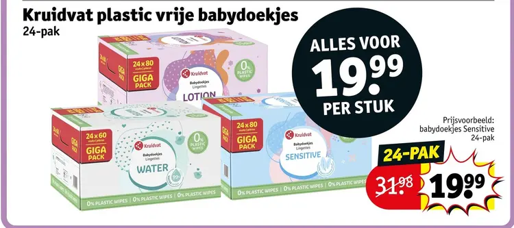 Aanbieding: Kruidvat plastic vrije babydoekjes