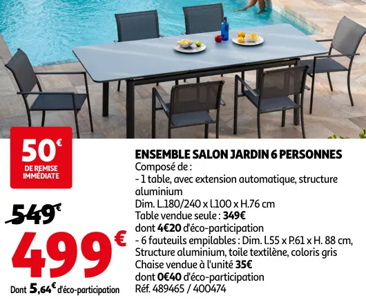 Promotie: Ensemble salon jardin 6 personnes