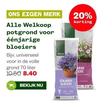 Aanbieding: Alle Welkoop potgrond voor éénjarige bloeiers