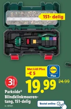 Aanbieding: Blindklinkmoerentang, 151-delig