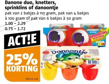 Aanbieding: Danone duo, knetters, sprinklins of danoontje