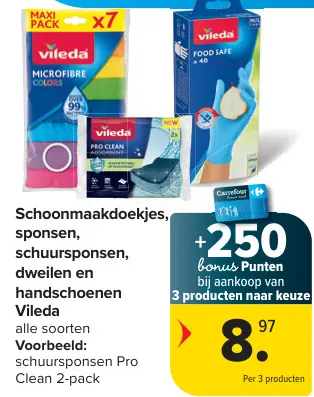 Promotie: Schoonmaakdoekjes, sponsen, schuursponsen, dweilen en handschoenen