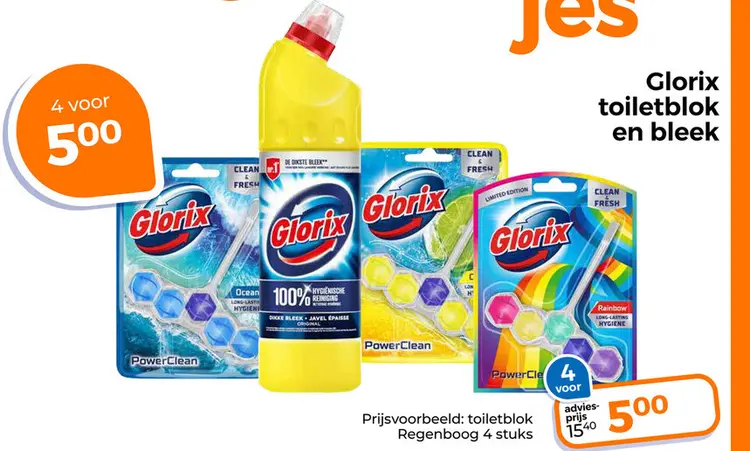 Aanbieding: Glorix toiletblok en bleek