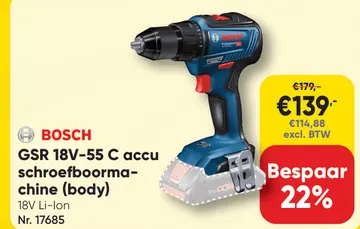 Aanbieding: GSR 18V-55 C accu schroefboormachine (body)