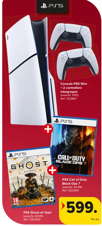 Promotie: PS5 Slim Console + 2 controllers + Ghost of Y