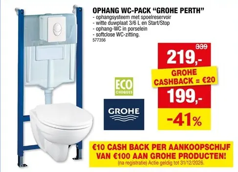 Promotie: GROHE ophang WC-pack met duwplaat