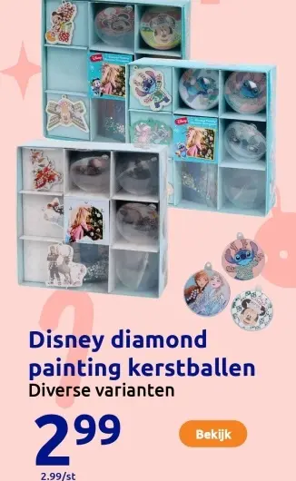 Aanbieding: Disney diamond painting kerstballen