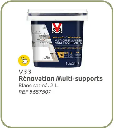 Offre: Peinture v33 rénovation multi-supports blanc satiné 2l