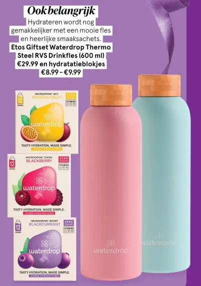 Aanbieding: Giftset Waterdrop Thermo Steel RVS Drink
