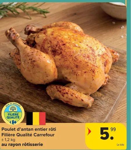 Offre: Poulet d'antan entier rôti