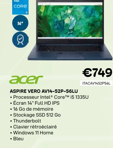 Offre: Aspire vero av14-52p-56lu