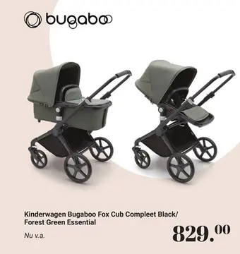 Aanbieding: Kinderwagen Bugaboo Fox Cub Compleet Black / Forest Green Essential