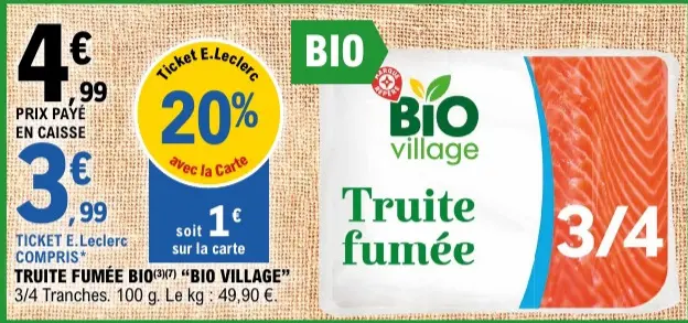 Offre: Bio Village Truite fumée bio