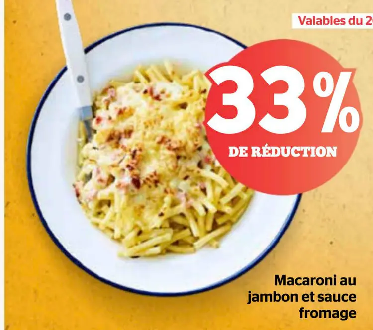 Offre: Macaroni au jambon et sauce fromage
