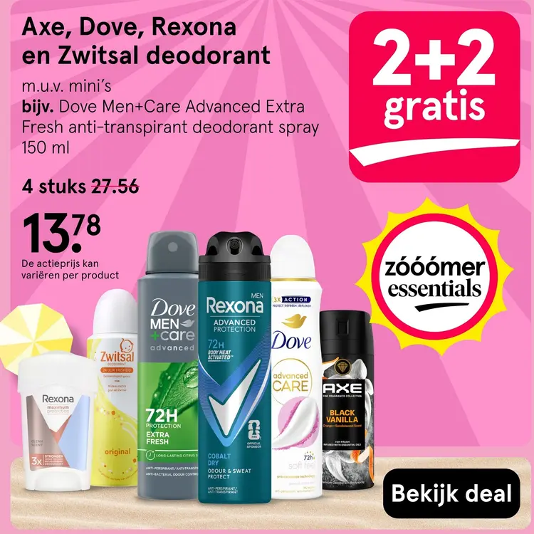 Aanbieding: Axe, Dove, Rexona en Zwitsal deodorant