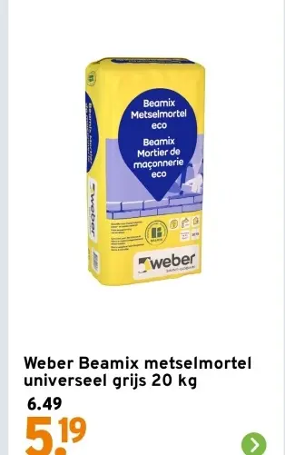 Aanbieding: Beamix metselmortel universeel grijs