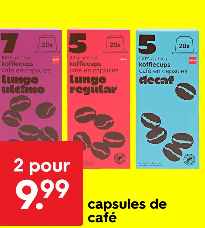 Offre: capsules de café
