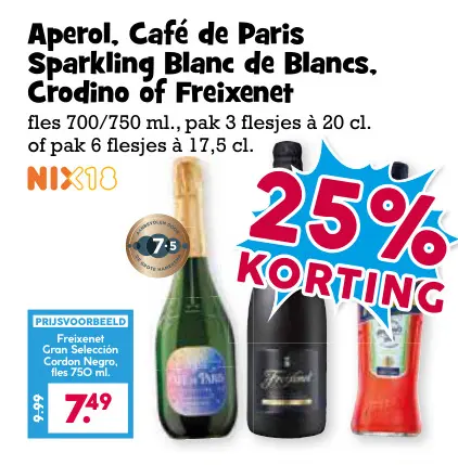 Aanbieding: Aperol, Café de Paris Sparkling Blanc de Blancs, Crodino of Freixenet
