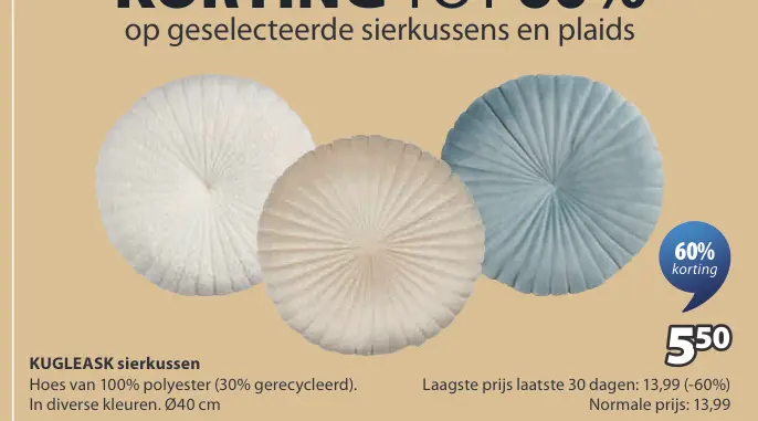 Promotie: KUGLEASK sierkussen