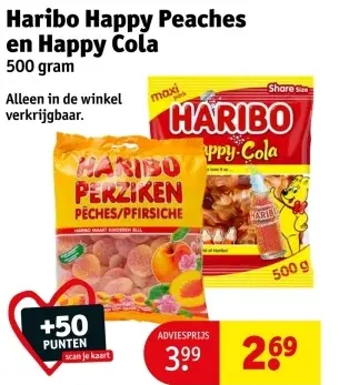 Aanbieding: Haribo Happy Peaches en Happy Cola