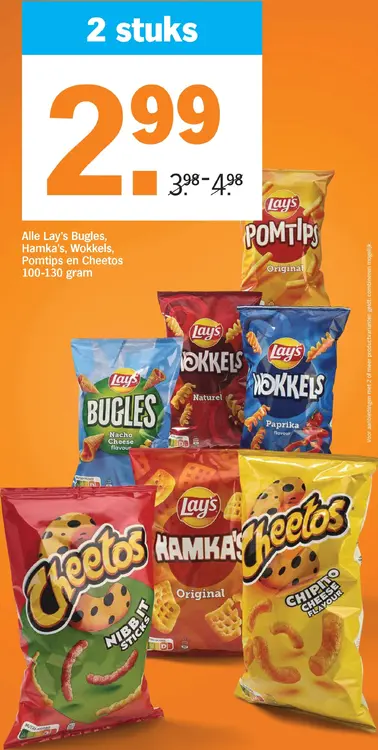 Aanbieding: Bugles, Hamka's, Wokkels, Pomtips en Cheetos
