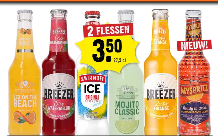 Aanbieding: Breezer, Smirnoff Ice, Le Coq Mojito Classic