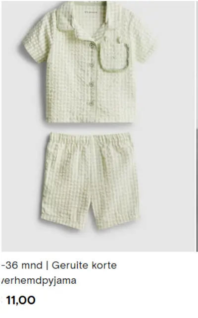Promotie: Geruite korte overhemdpyjama