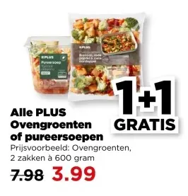 Aanbieding: Alle PLUS Ovengroenten of pureersoepen
