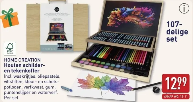 Aanbieding: Houten schilder- en tekenkoffer