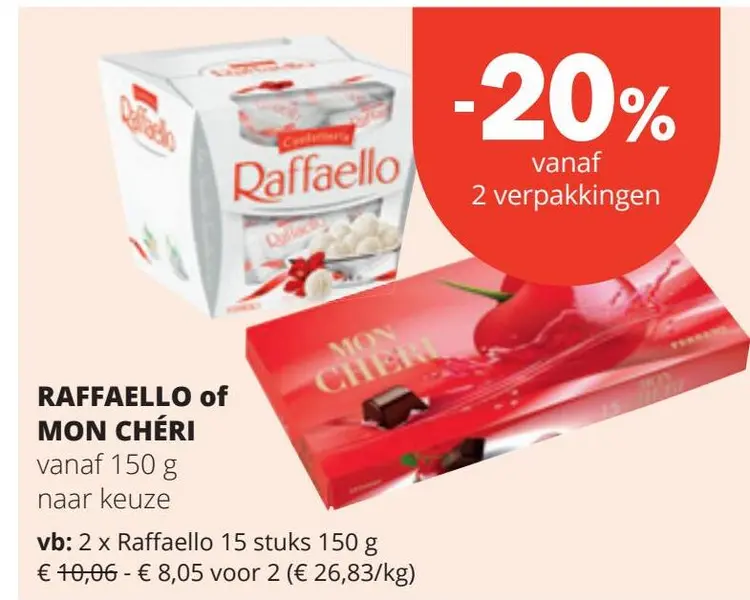 Aanbieding: RAFFAELLO of MON CHÉRI