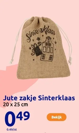 Aanbieding: Jute zakje Sinterklaas