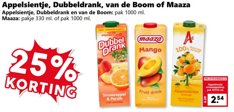 Aanbieding: Appelsientje, Dubbeldrank, Van de Boom of Maaza