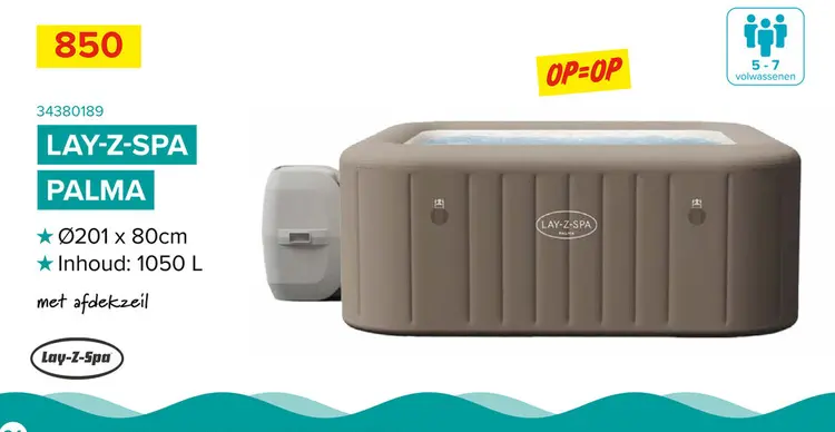 Promotie: Bestway Lay-Z-Spa Palma HydroJet Pro - 201x201x80cm - 7 personen - LED en ChemConnect