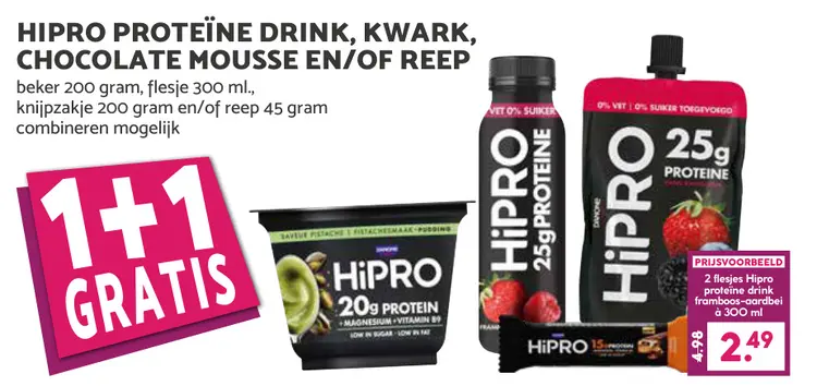 Aanbieding: HiPRO Proteïne Drink, Kwark, Chocolate Mousse en/of reep