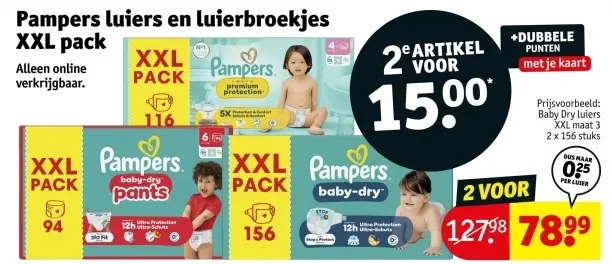 Aanbieding: Luiers en luierbroekjes XXL pack