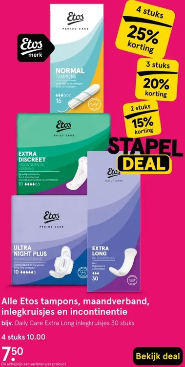 Aanbieding: Tampons, maandverband, inlegkruisjes en incontinentie