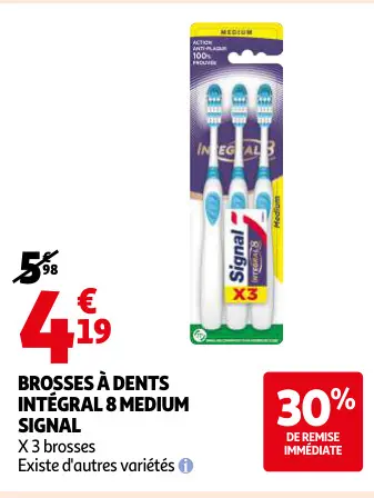 Offre: Brosses à dents intégral 8 medium