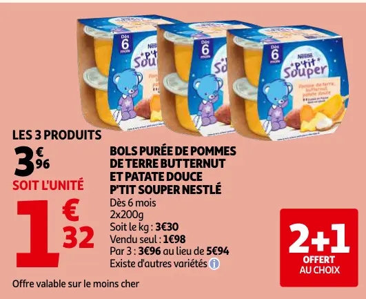 Offre: Bols purée de pommes de terre butternut et pa