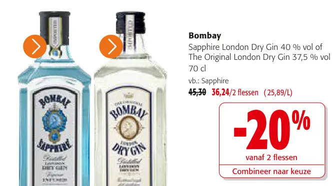 Promotie: Sapphire London Dry Gin or The Original London Dry Gin