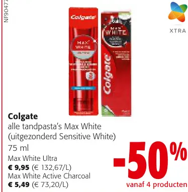 Promotie: Colgate alle tandpasta's Max White