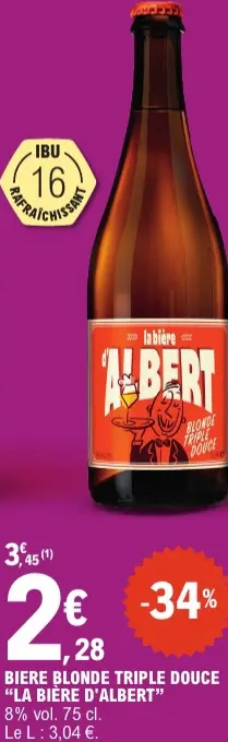 Offre: La Bière D'Albert Bière Blonde Triple Douce La Bière D'Albert