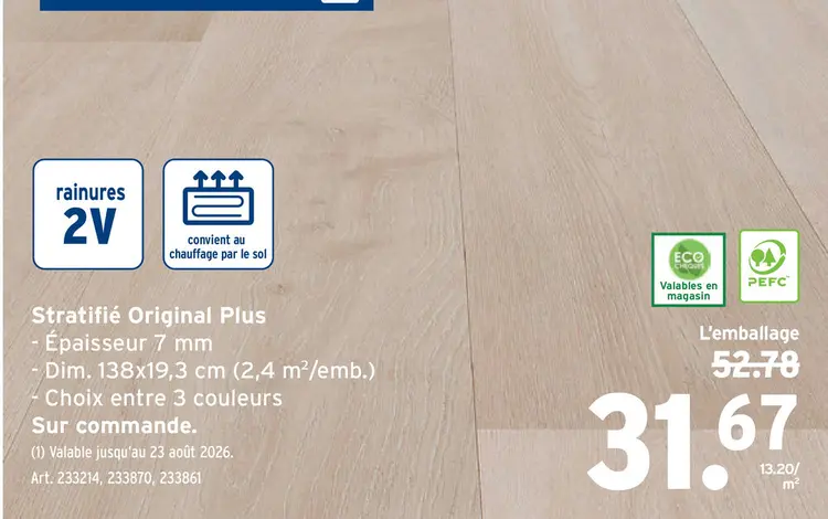 Offre: Stratifié Original Plus