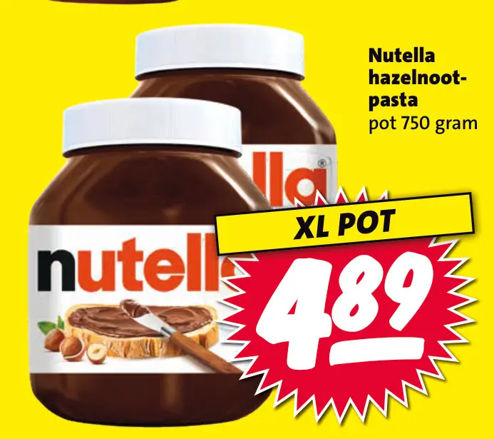 Aanbieding: Nutella hazelnoot-pasta