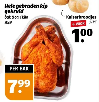 Aanbieding: Hele gebraden kip gekruid