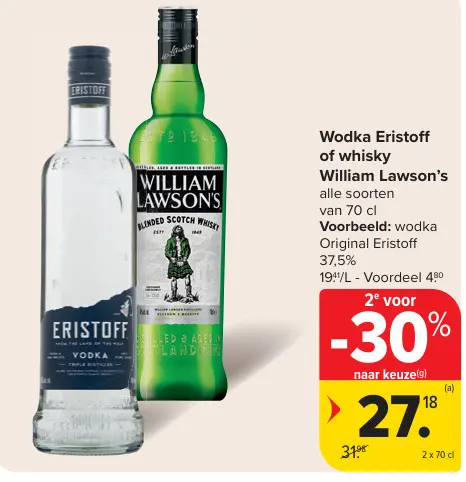 Promotie: Wodka Eristoff of whisky William Lawson's