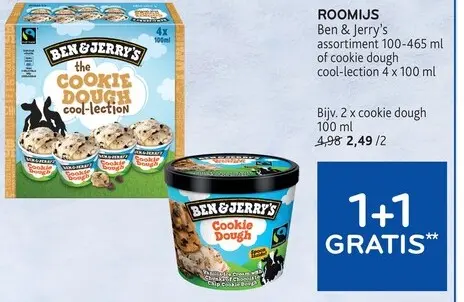 Promotie: ROOMIJS Ben & Jerry's assortiment of cookie d