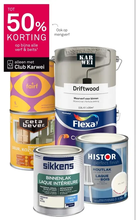 Aanbieding: 50% KORTING op bijna alle verf & beits