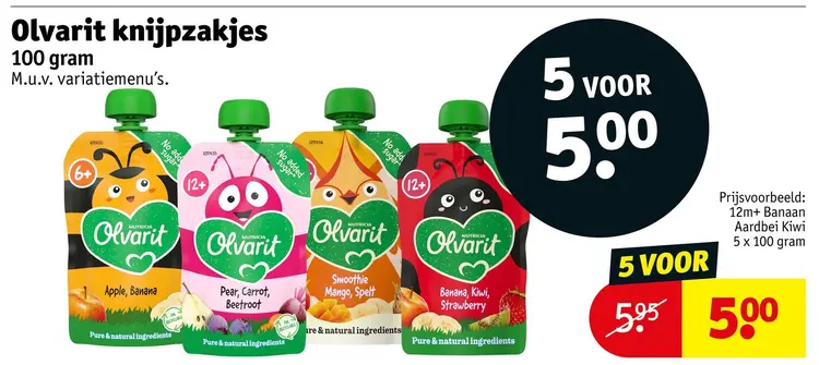 Aanbieding: Olvarit knijpzakjes