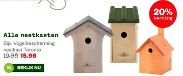 Aanbieding: Alle nestkasten Bijv. Vogelbescherming nestkasten