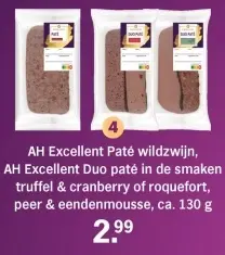Aanbieding: Paté wildzwijn of duo upaté truffel cranberry of roquefort, peer en eendenmousse